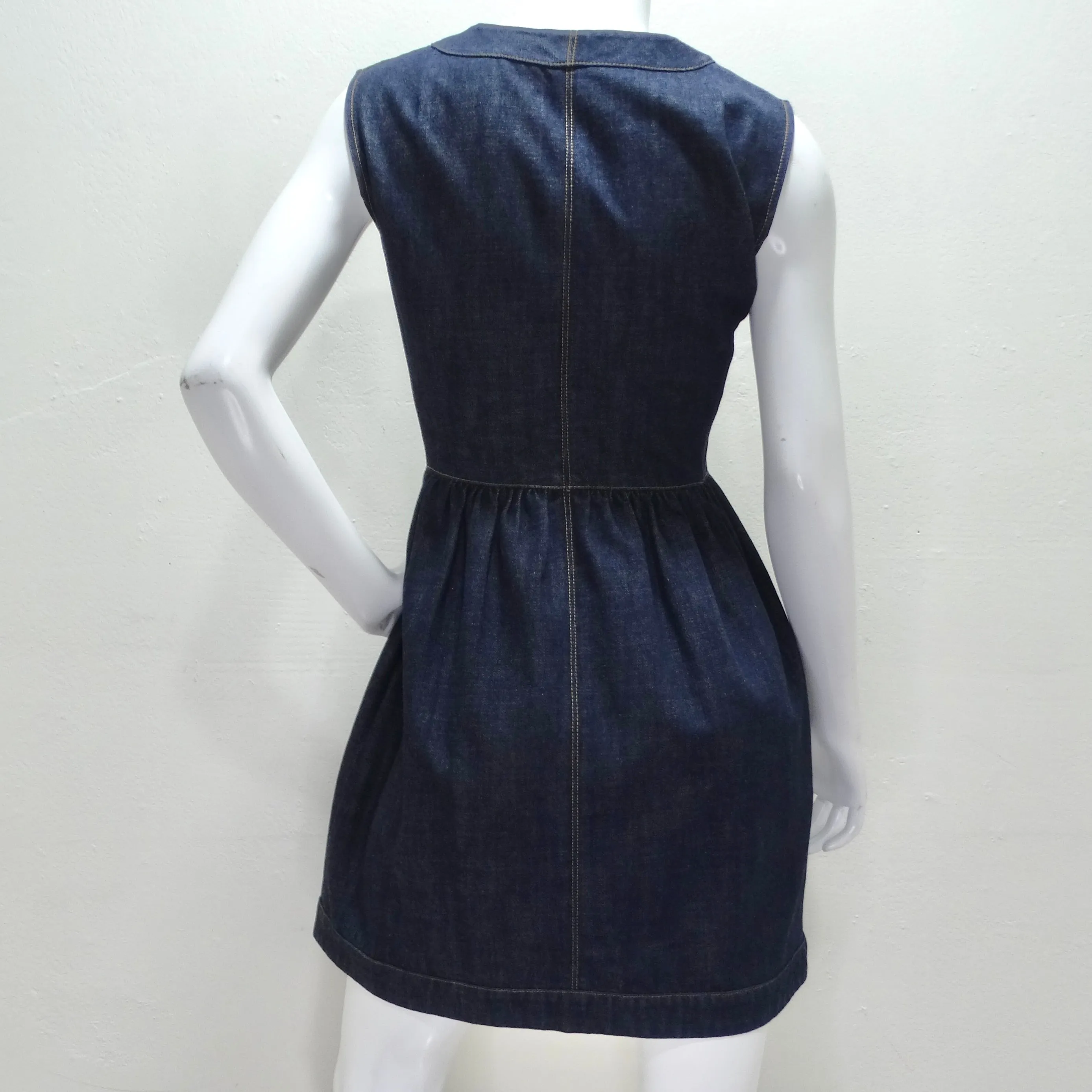 Christian Dior Denim Embroidered Sleeveless Dress