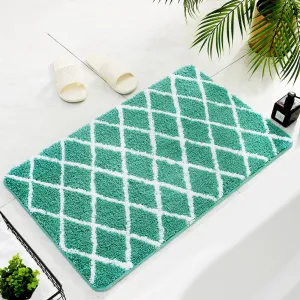 Cisne Super-Soft Rectangle Non-Slip Geometric Mat, Teal! 18x26, Retails $72 