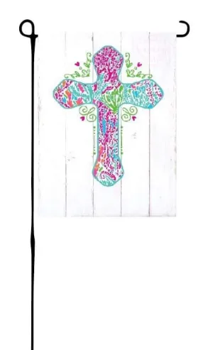 Coral Cross Garden Flag