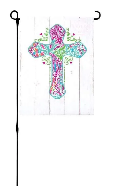 Coral Cross Garden Flag