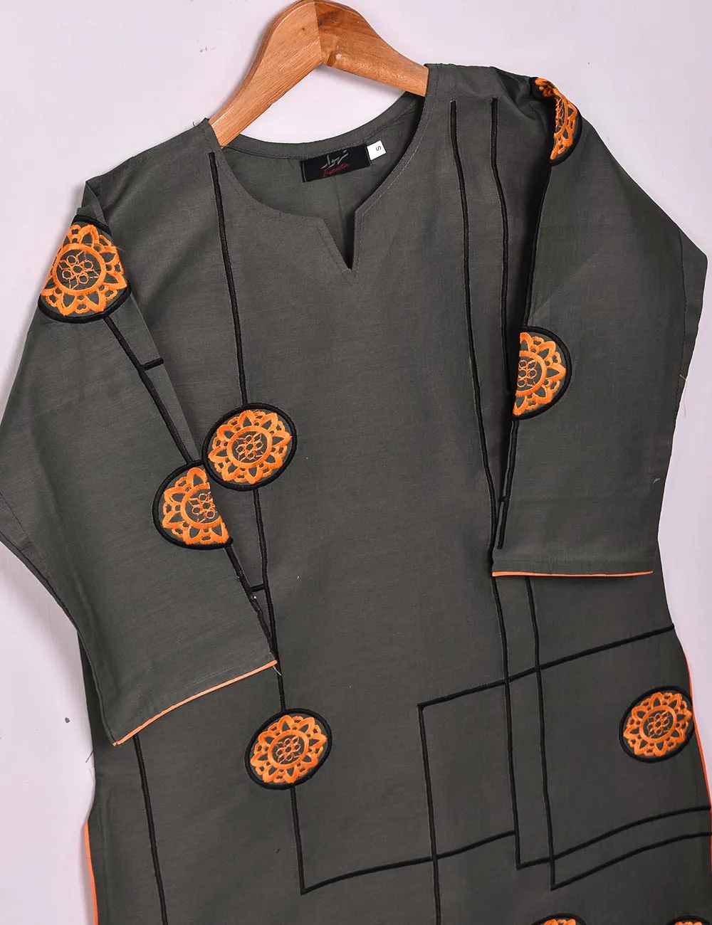 Cotton Embroidered Stitched Kurti - Cosmos (TS-034C-Grey)