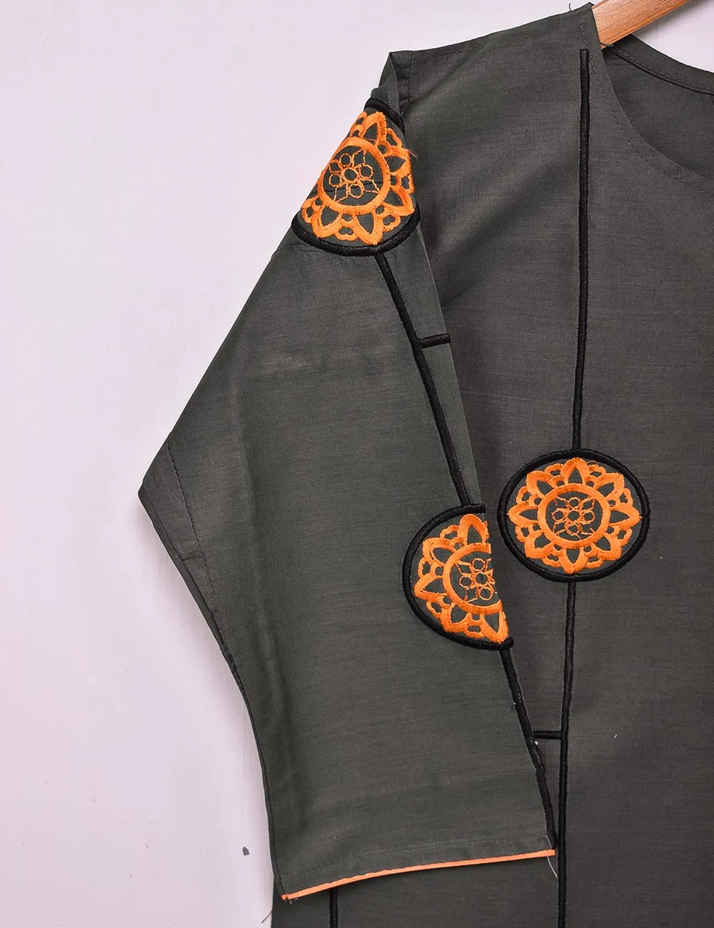 Cotton Embroidered Stitched Kurti - Cosmos (TS-034C-Grey)