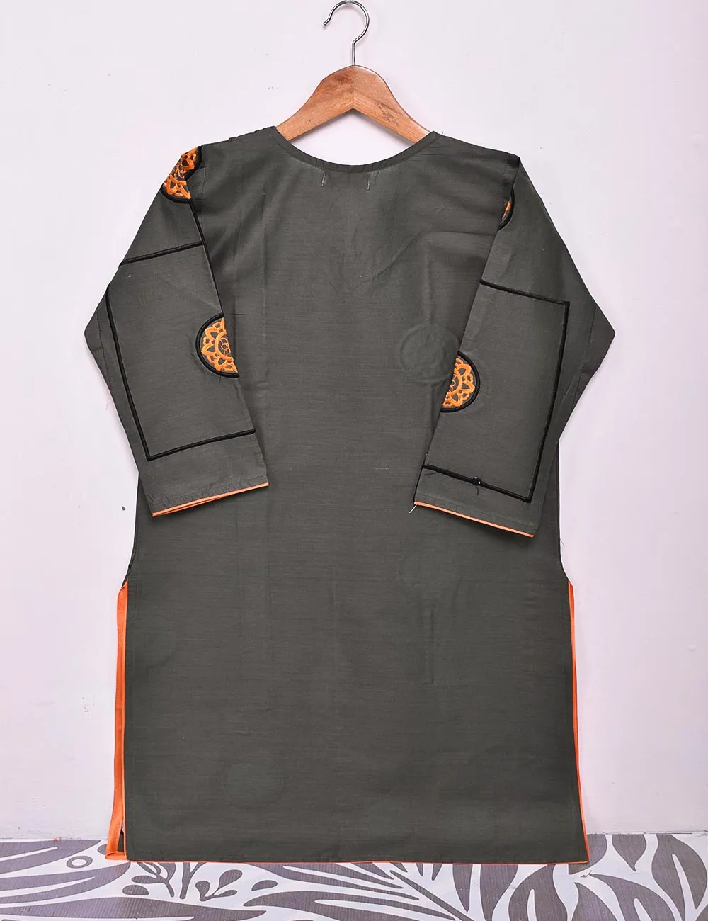 Cotton Embroidered Stitched Kurti - Cosmos (TS-034C-Grey)