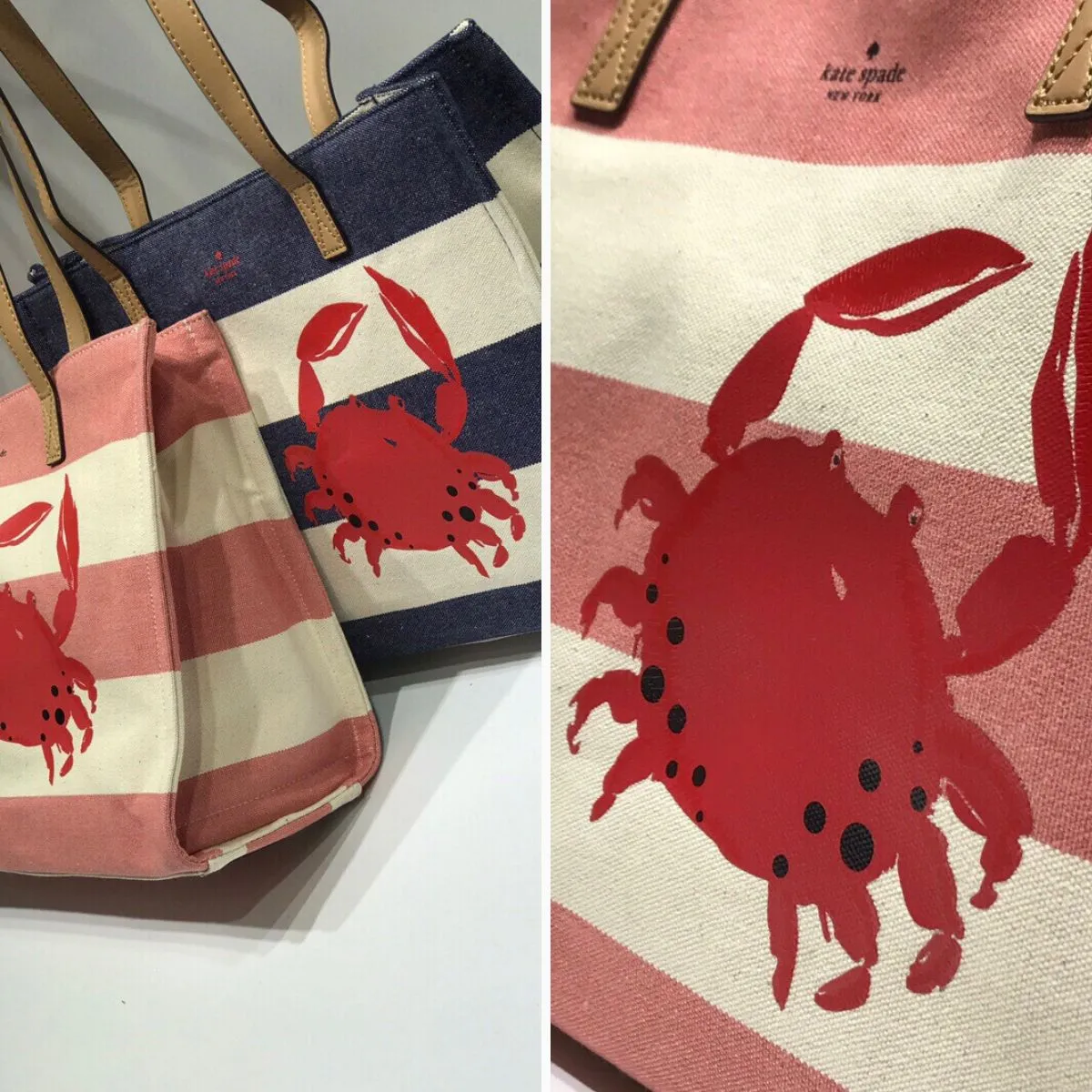 Crab Warm Guava Canvas Tote Bag
