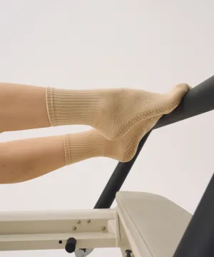 Crew Non Slip Grip Socks - Almond