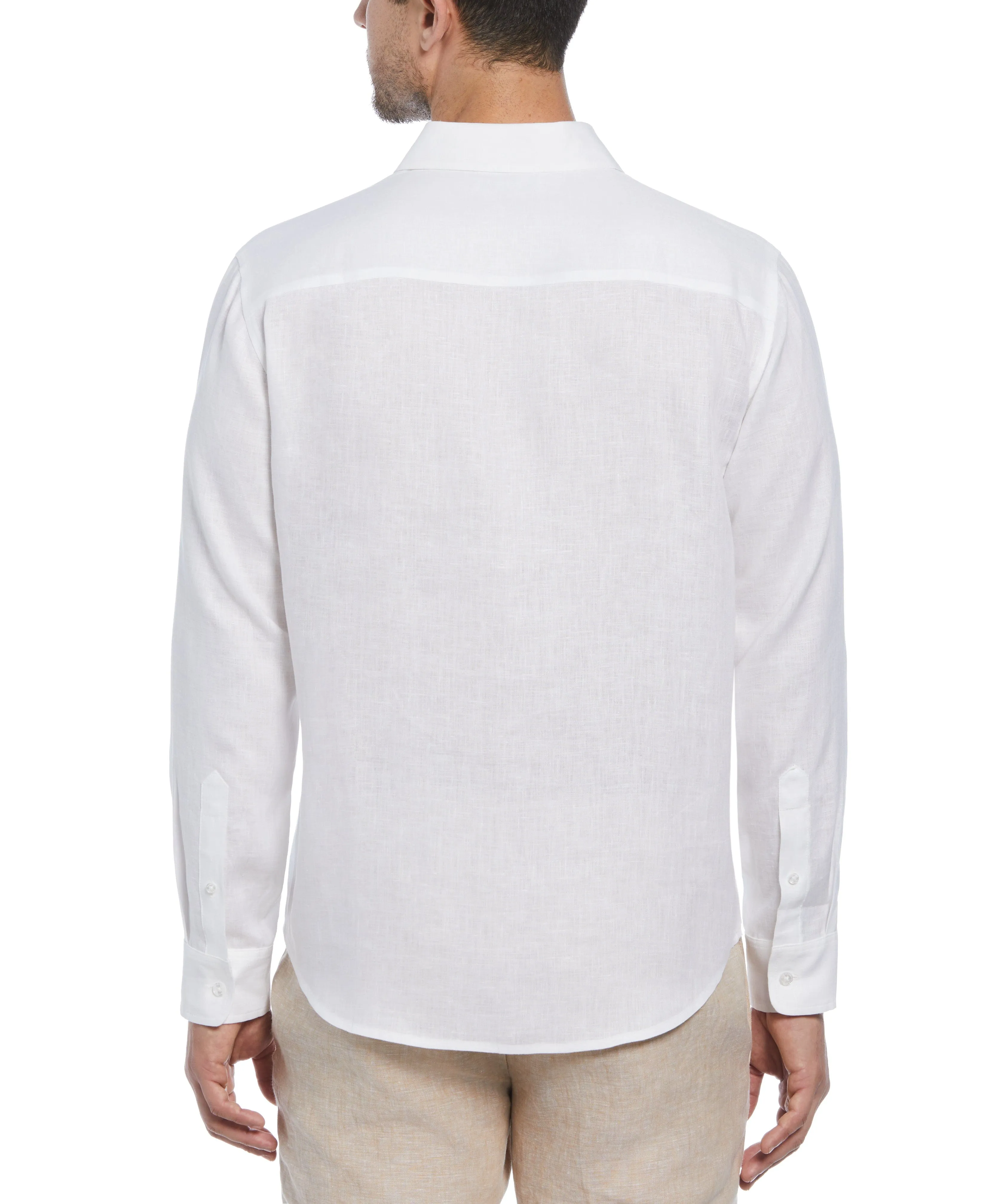 Cross Dye Linen Pintuck Embroidered Panel Shirt