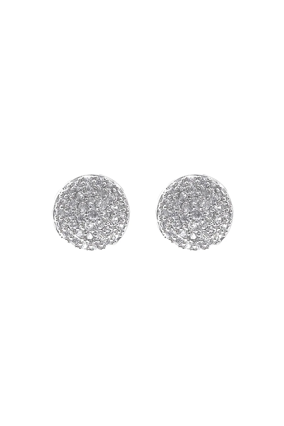 CUBIC ZIRCONIA PAVE ROUND SHAPE STUD EARRINGS