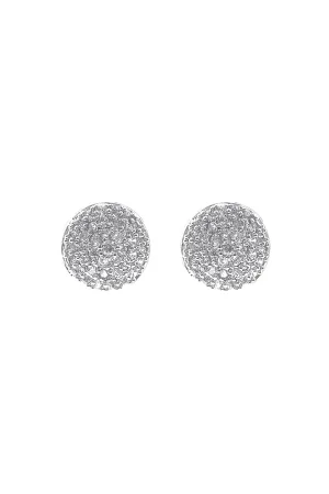 CUBIC ZIRCONIA PAVE ROUND SHAPE STUD EARRINGS