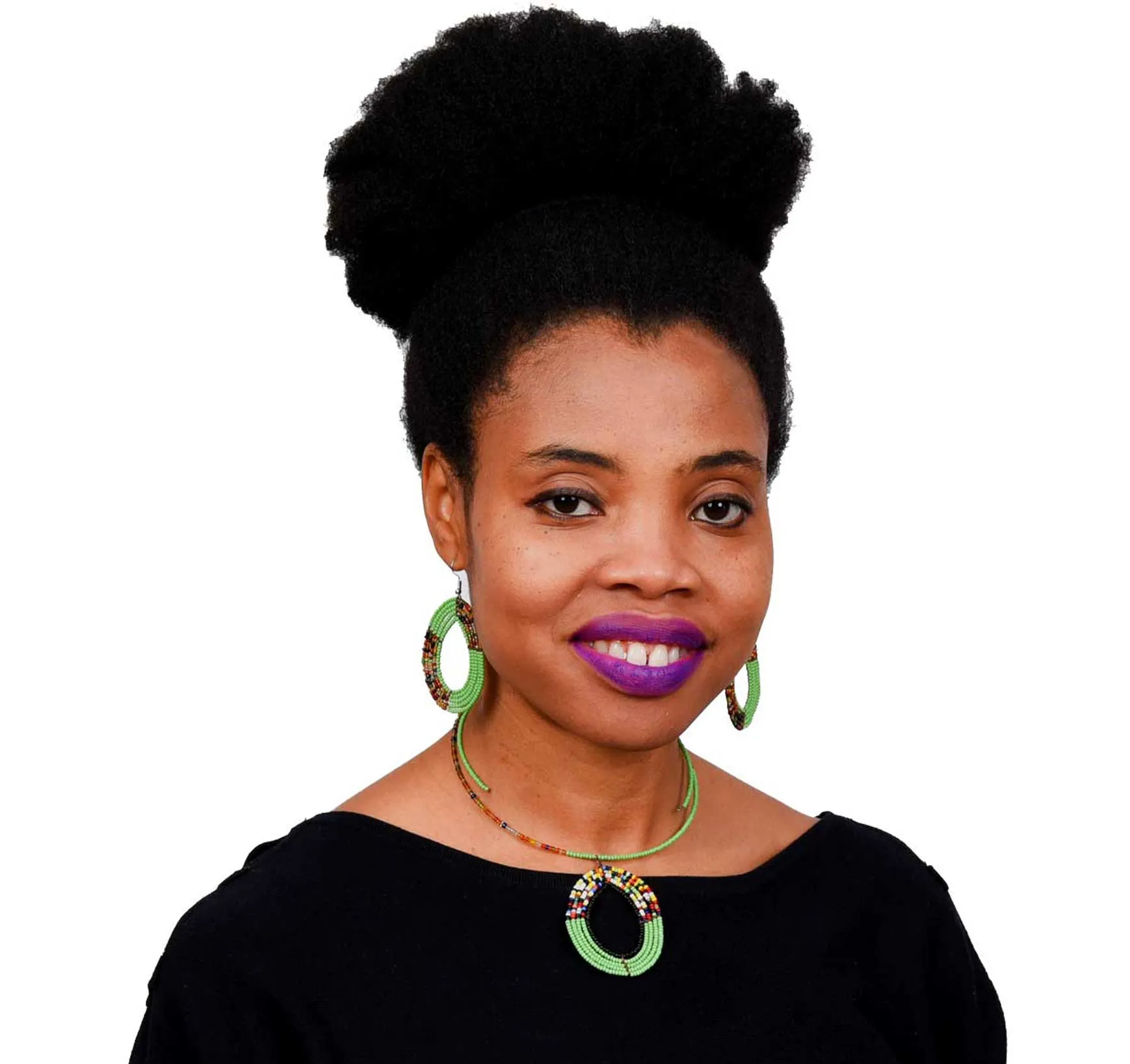 Dark Blue Multicolor Beaded Earrings