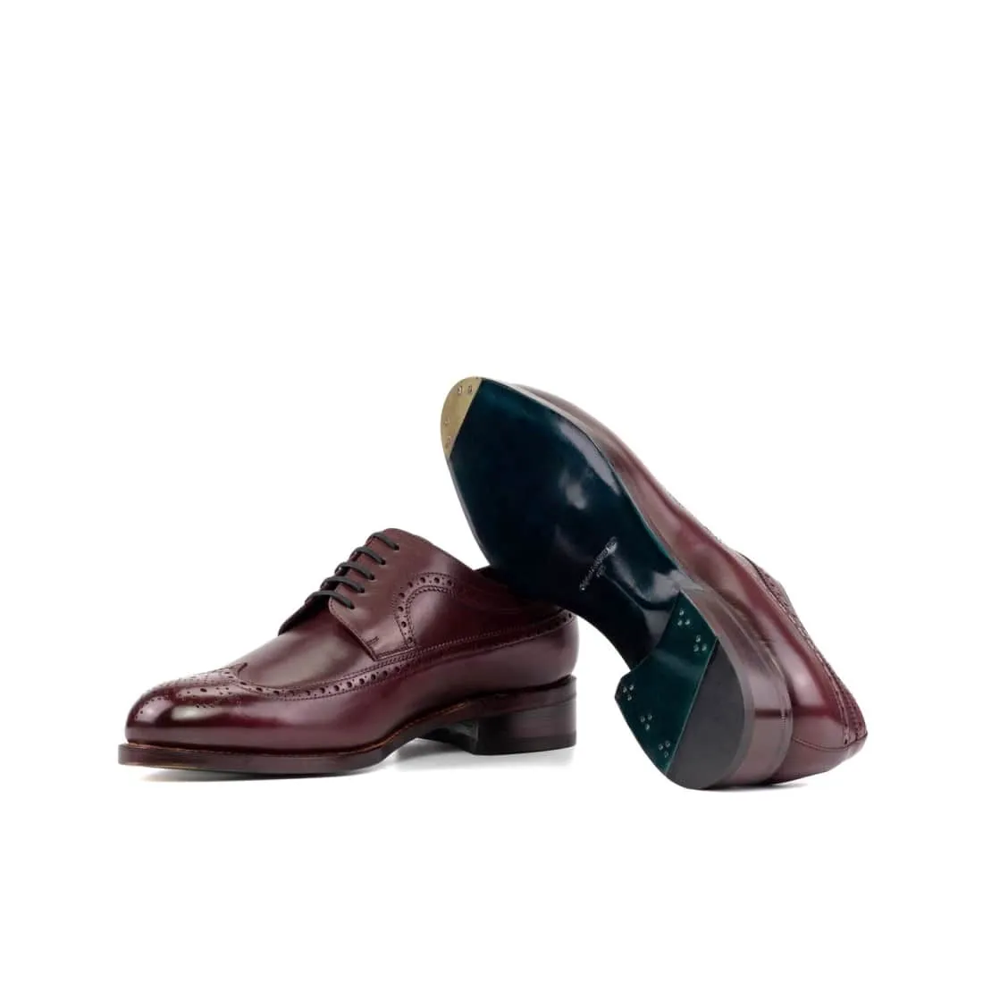 Derbie Brogue fleuri en cuir bordeaux