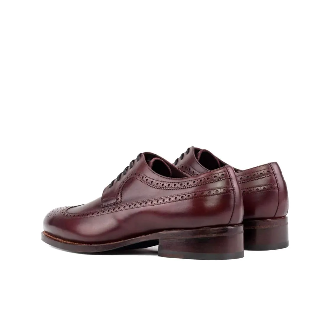 Derbie Brogue fleuri en cuir bordeaux