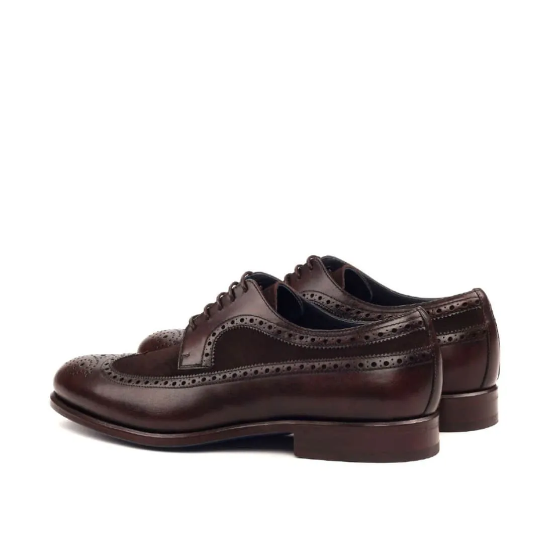 Derbie Brogue fleuri en cuir et daim marron foncé