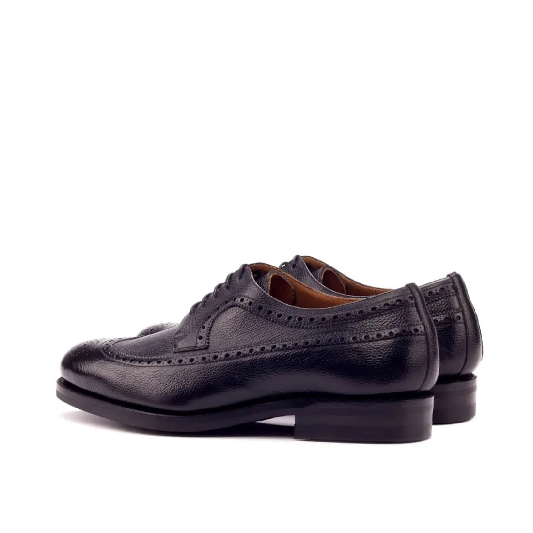 Derbie Brogue fleuri en cuir grainé noir - Semelles Dainite