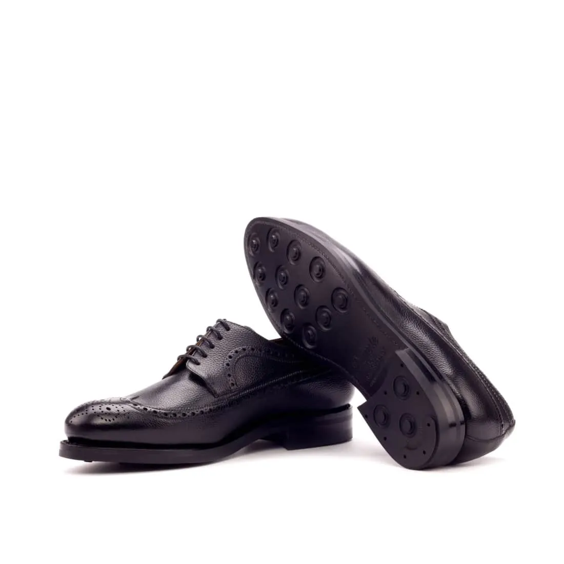 Derbie Brogue fleuri en cuir grainé noir - Semelles Dainite
