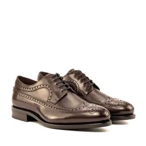 Derbie Brogue fleuri en cuir marron foncé