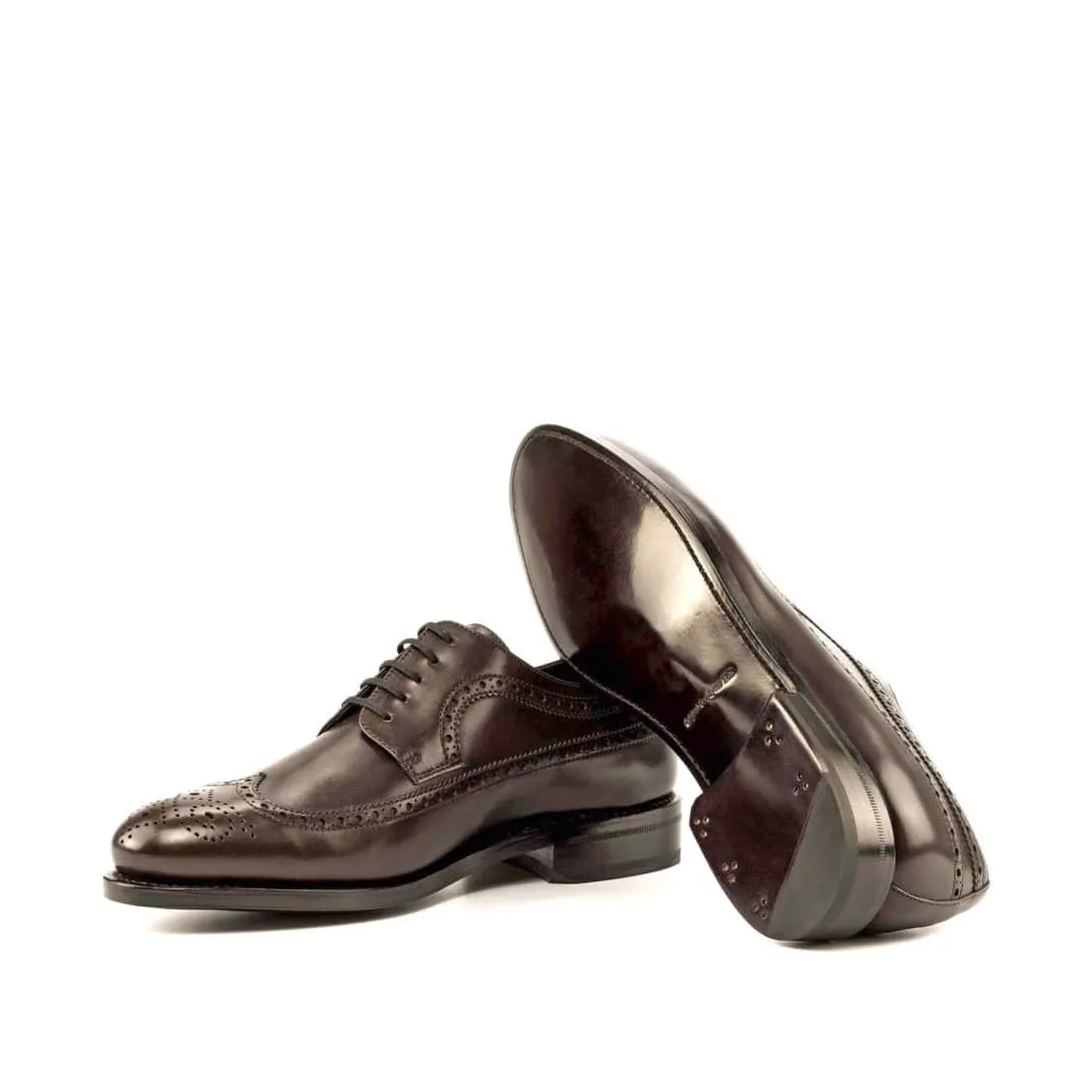 Derbie Brogue fleuri en cuir marron foncé