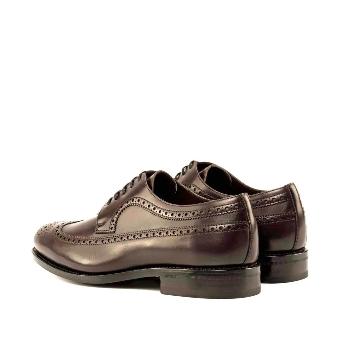 Derbie Brogue fleuri en cuir marron foncé