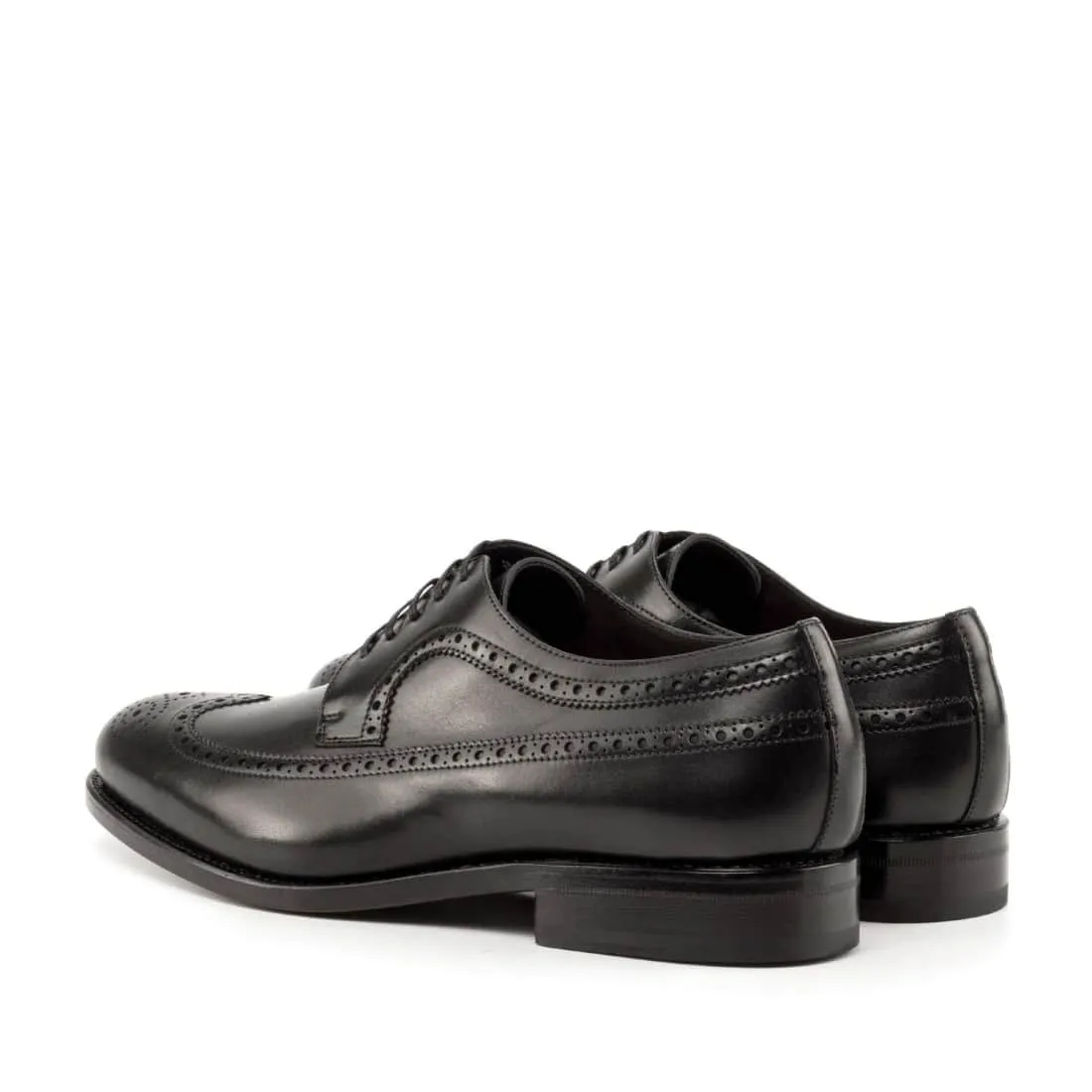 Derbie Brogue fleuri en cuir noir