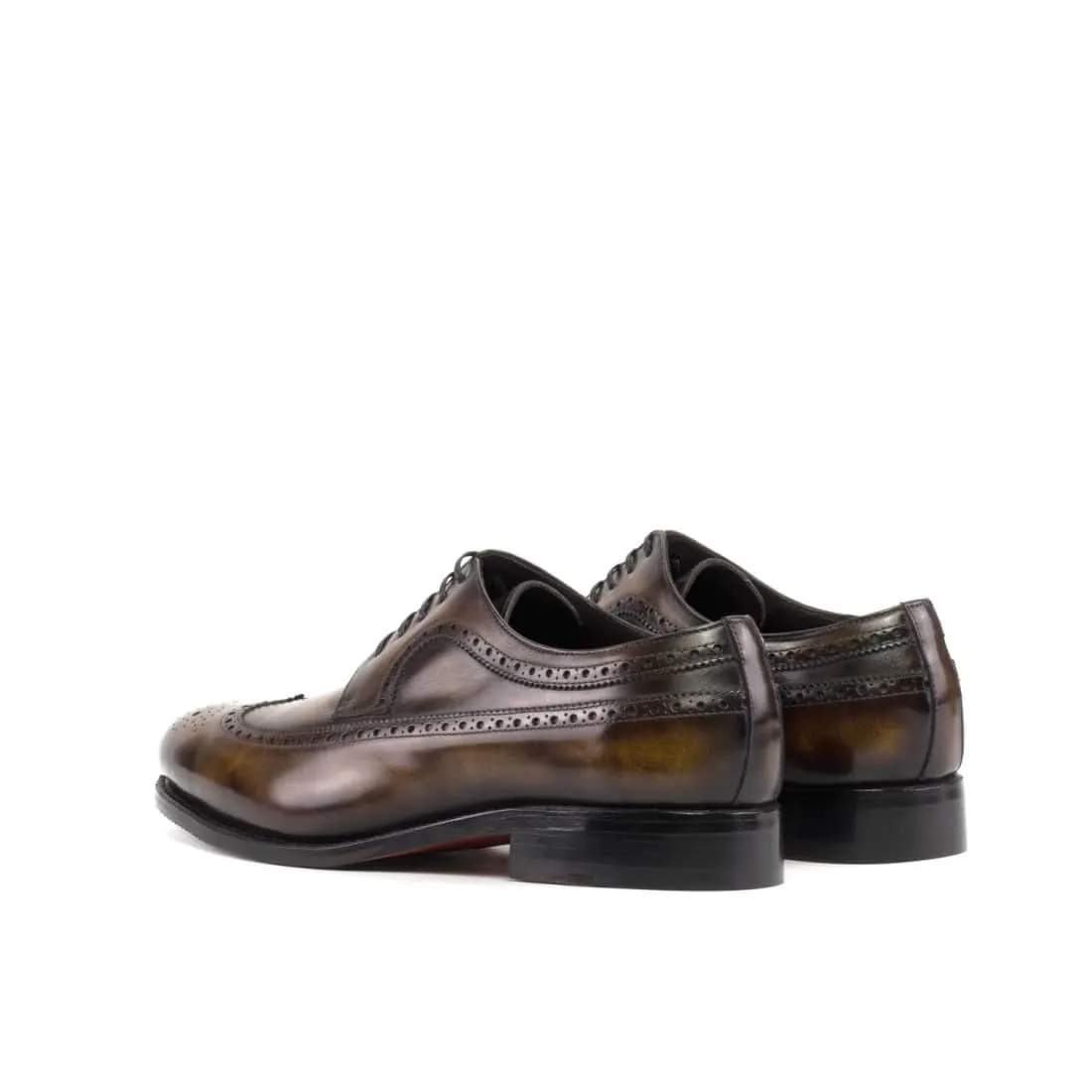 Derbie Brogue fleuri en cuir patiné tabac