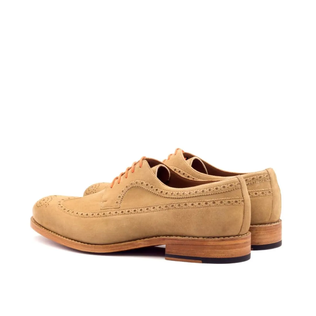 Derbie Brogue fleuri en daim beige