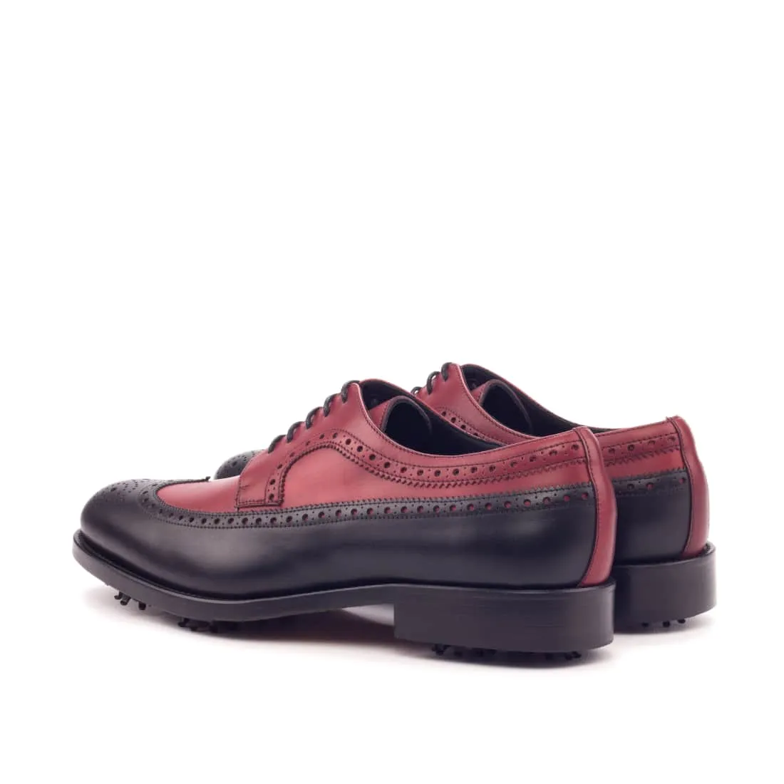Derby Longwing de golf en cuir noir et rouge