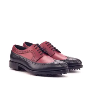 Derby Longwing de golf en cuir noir et rouge
