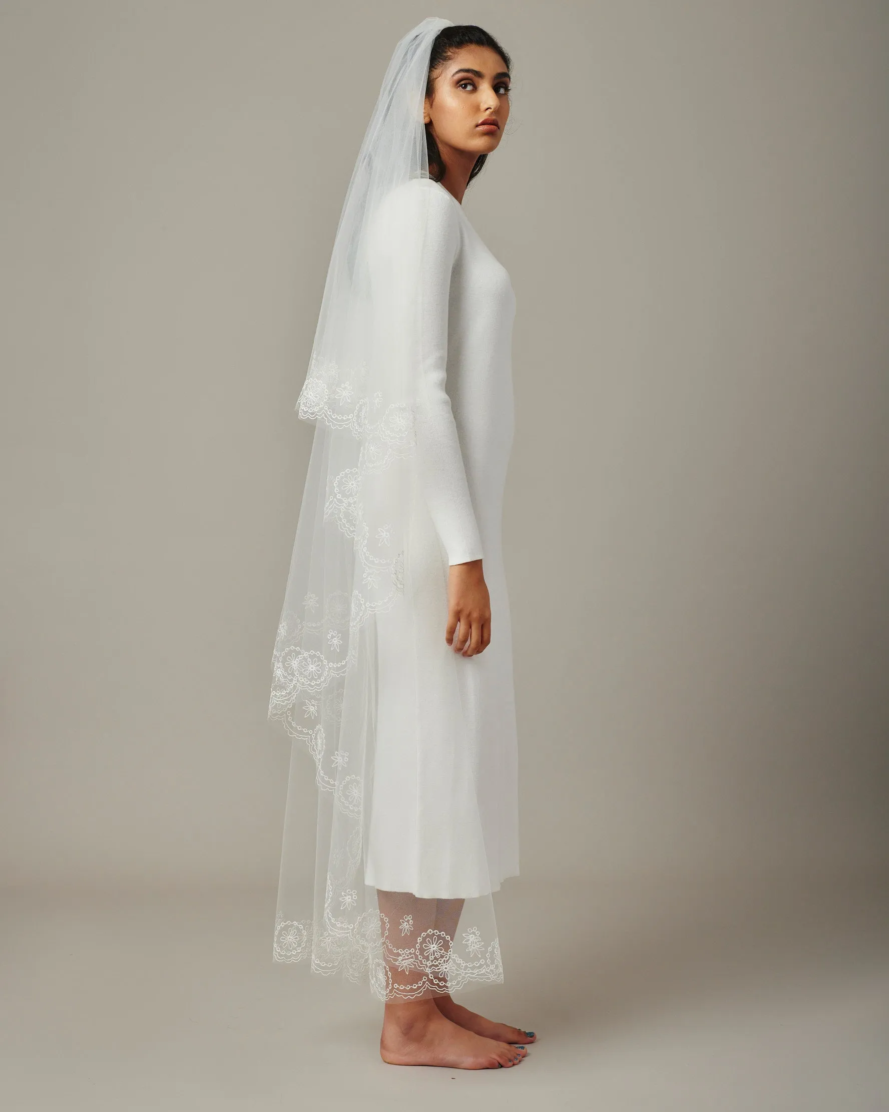 DIXON ORNAMENTAL EMBROIDERED VEIL