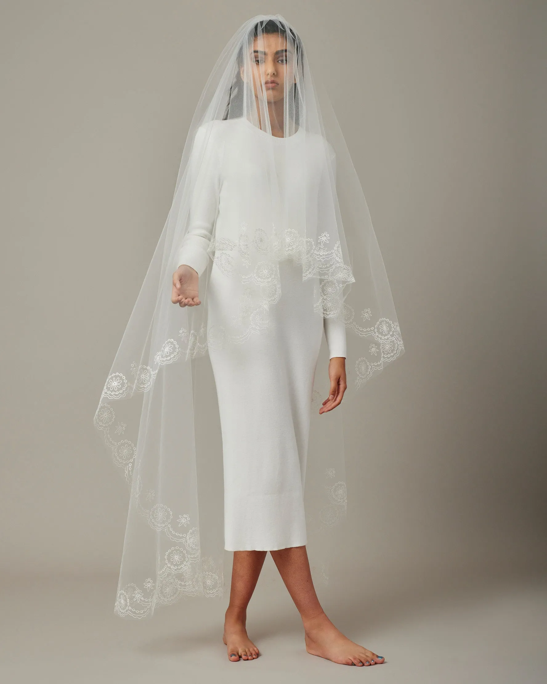 DIXON ORNAMENTAL EMBROIDERED VEIL