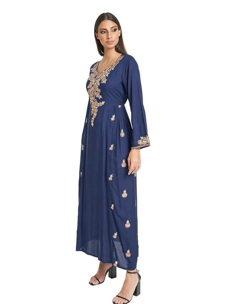 Drawstring Waistband Embroidered Dress