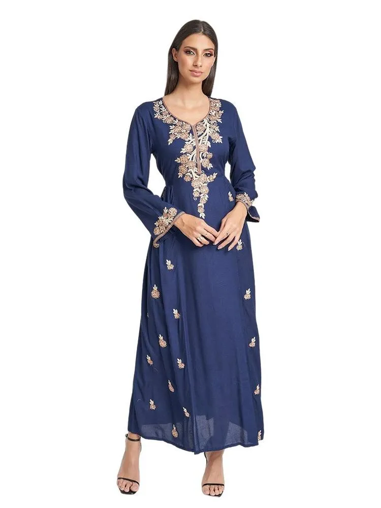Drawstring Waistband Embroidered Dress