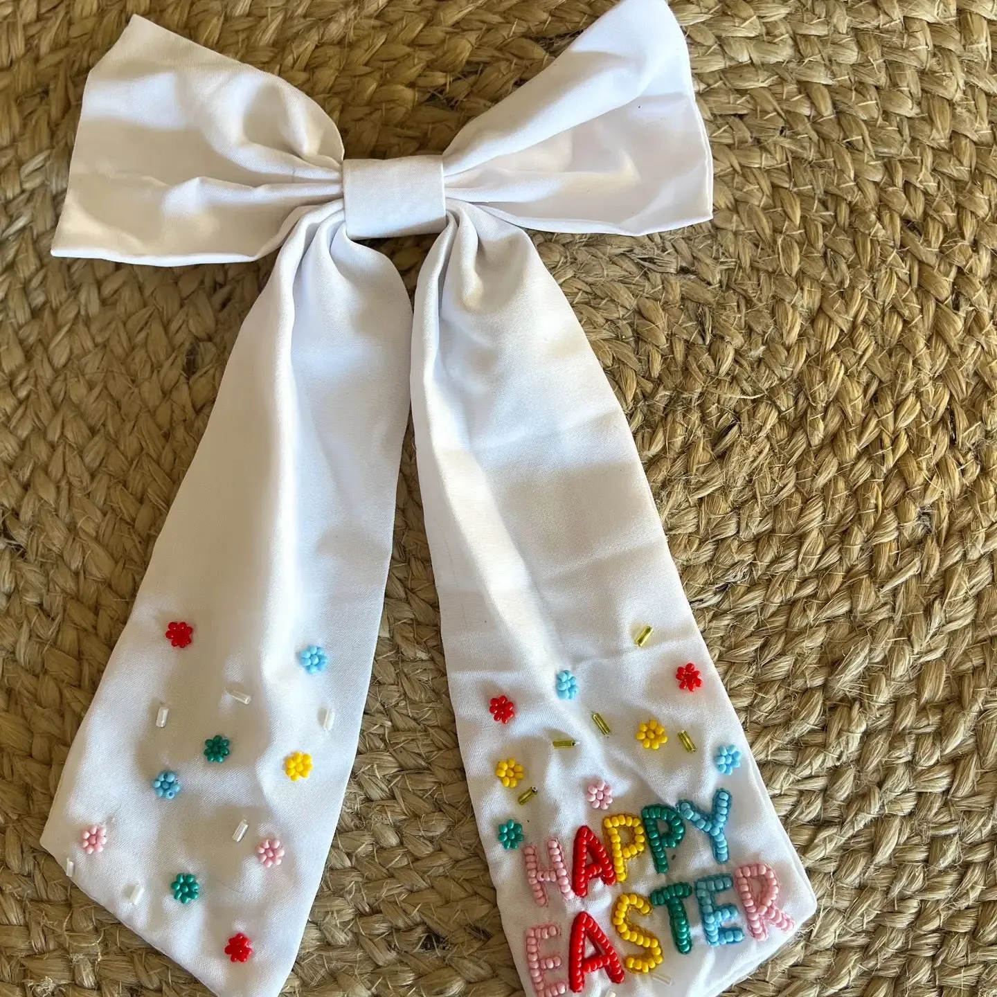 Easter Beaded Bow Barrette