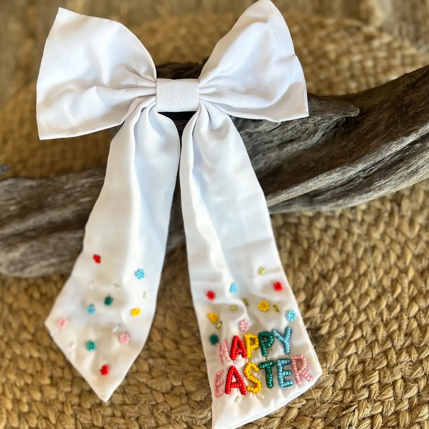 Easter Beaded Bow Barrette