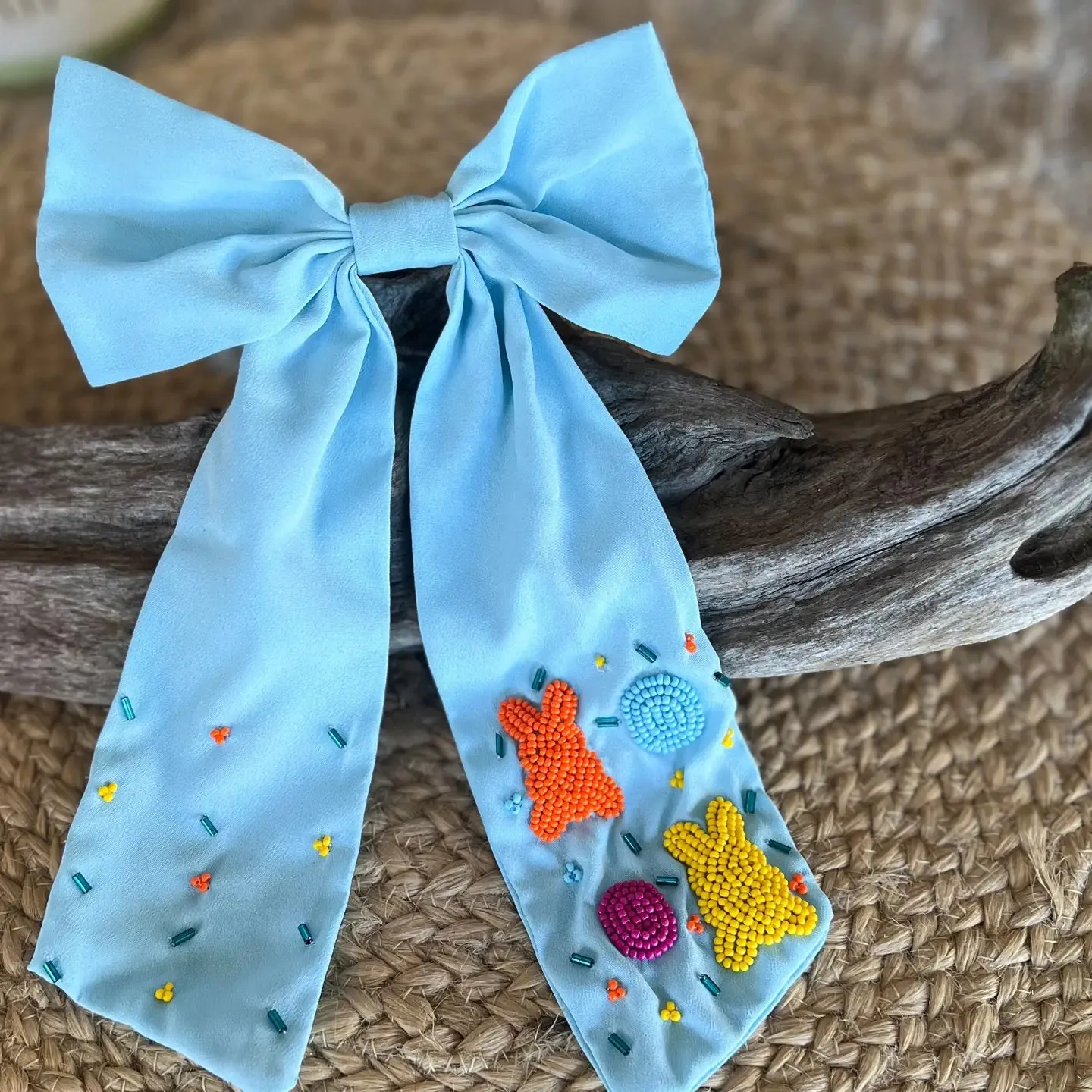 Easter Beaded Bow Barrette