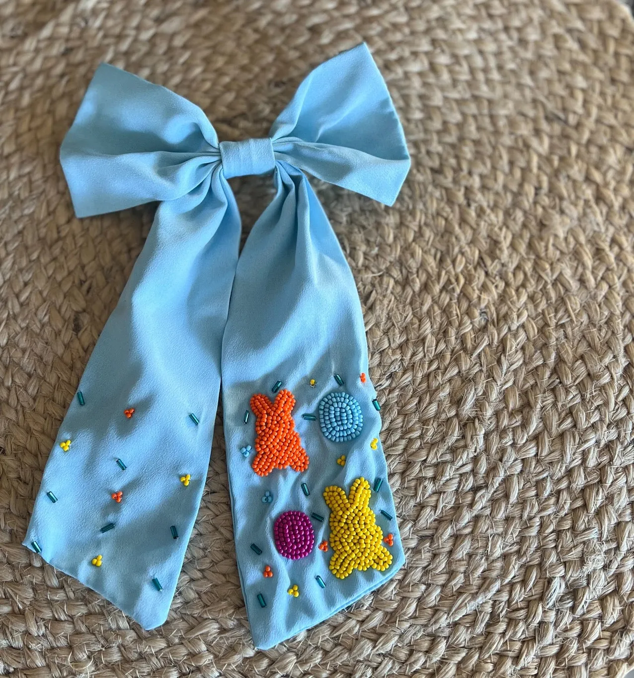 Easter Beaded Bow Barrette