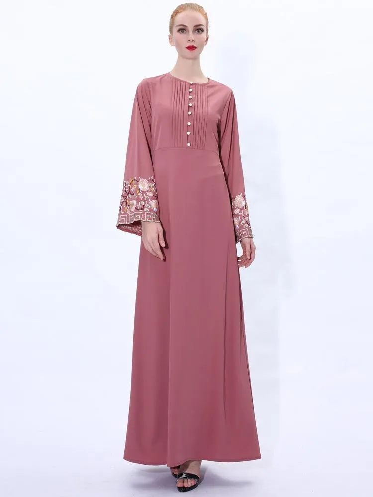 Embroidered Flare Sleeve Dress