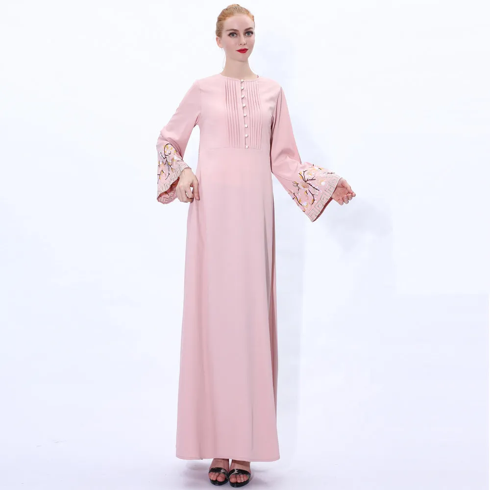 Embroidered Flare Sleeve Dress