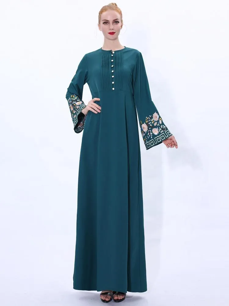 Embroidered Flare Sleeve Dress