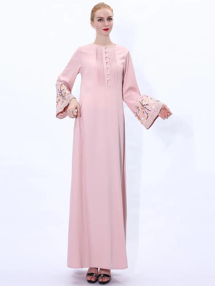 Embroidered Flare Sleeve Dress