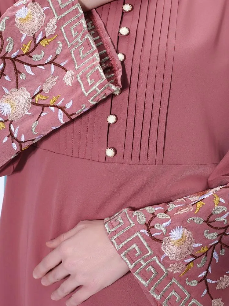 Embroidered Flare Sleeve Dress