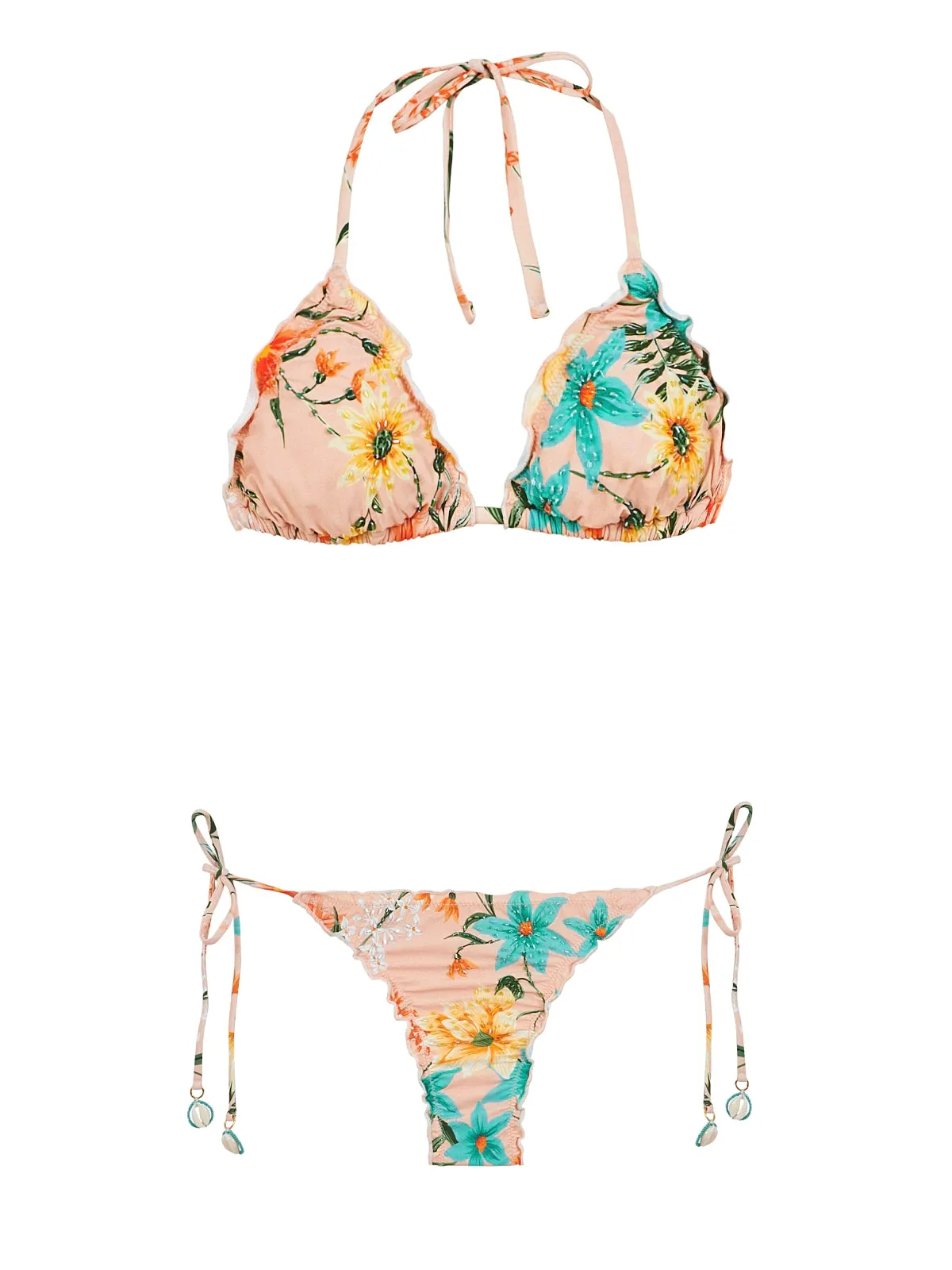 Embroidered Lettuce Edge Tri-Embroidered Lettuce Edge Tie Bikini