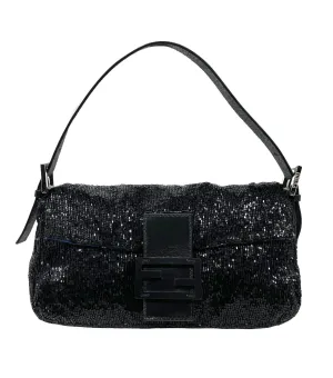 Fendi Black Beaded Baguette