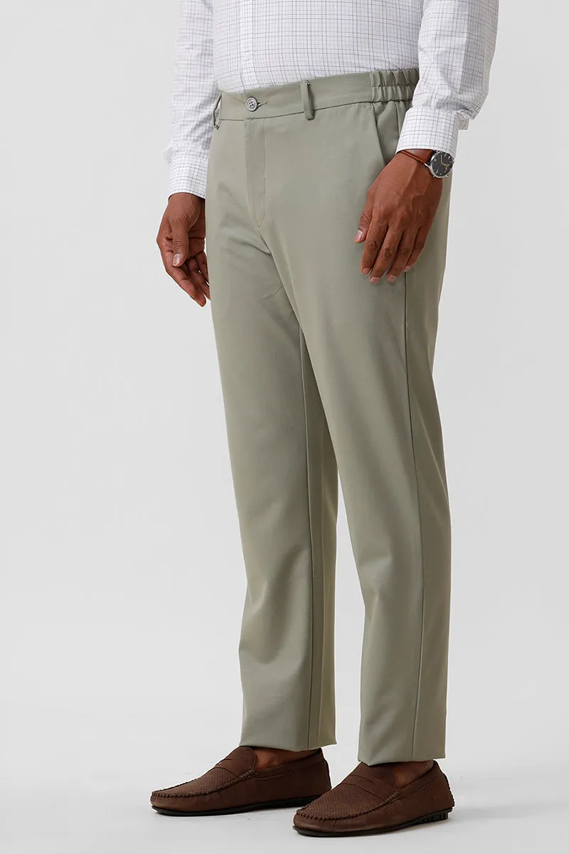 Flexi Fit - Grayish Green Stretchable Formal Trousers For Men | Ariser