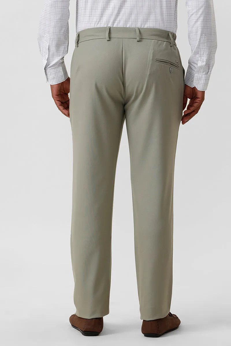 Flexi Fit - Grayish Green Stretchable Formal Trousers For Men | Ariser