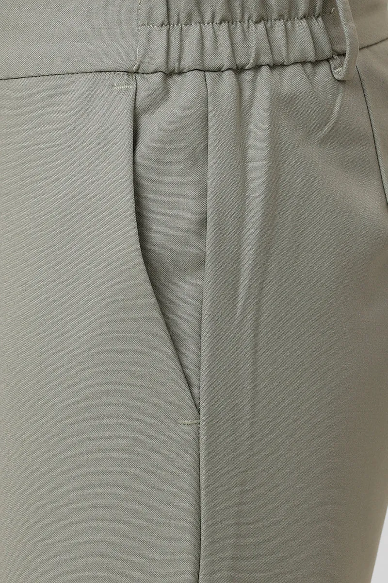 Flexi Fit - Grayish Green Stretchable Formal Trousers For Men | Ariser