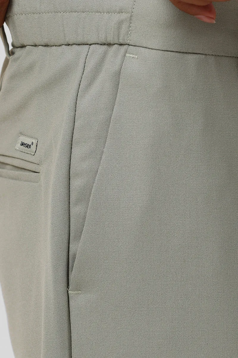 Flexi Fit - Grayish Green Stretchable Formal Trousers For Men | Ariser