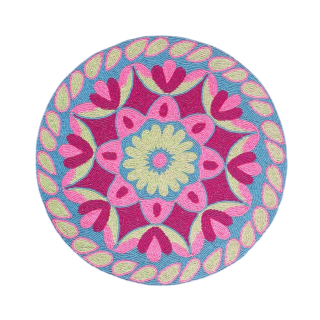 Flower Ocean Beaded Round Placemats