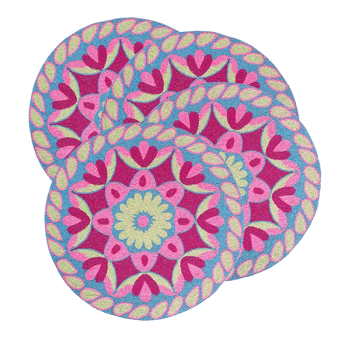 Flower Ocean Beaded Round Placemats