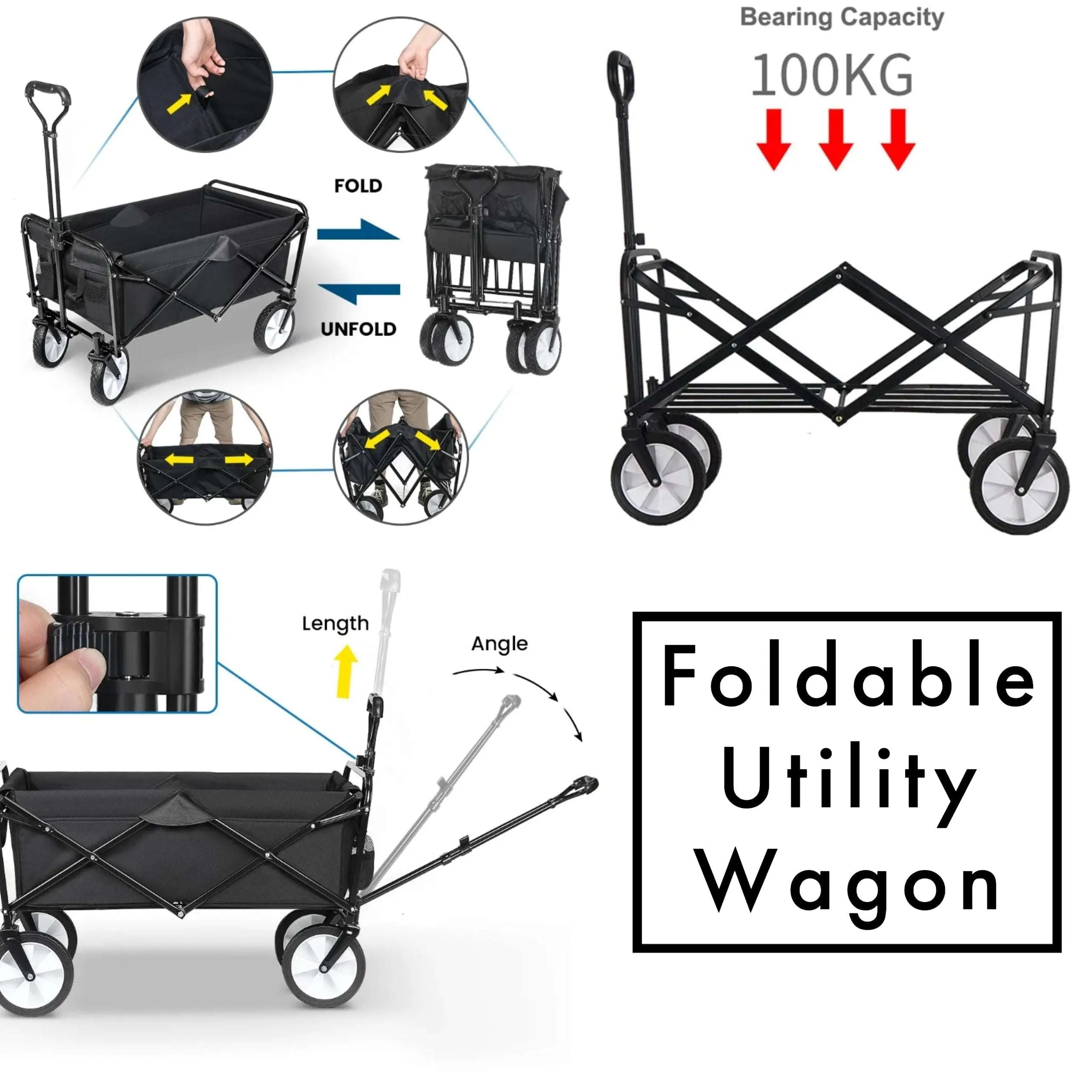 Foldable Pulling Wagons - 100Kg Load-bearing