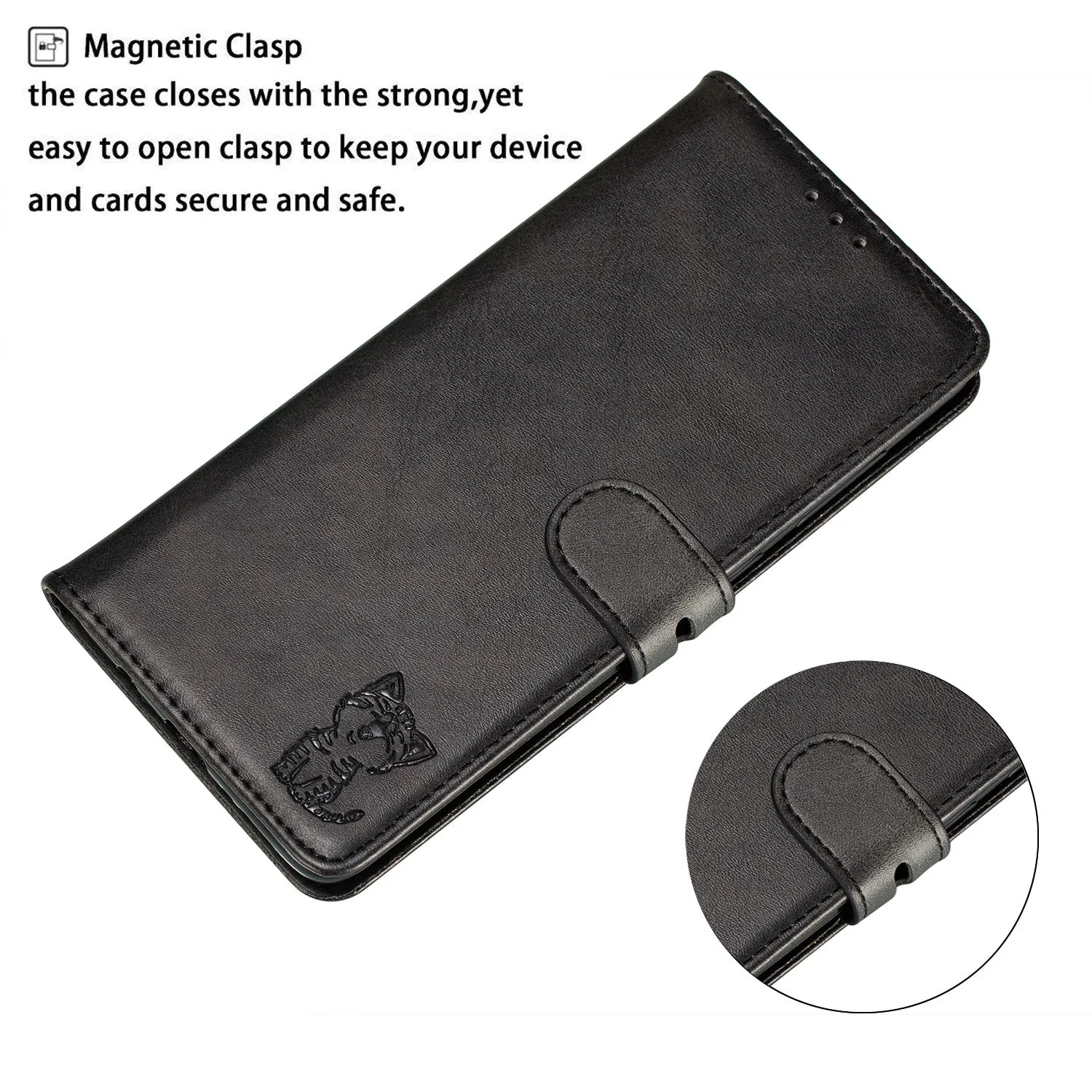 For HUAWEI P40 Pro Mobile Phone Cover PU Leather Front Buckle Smart Shell Anti-fall Phone Case 1 black