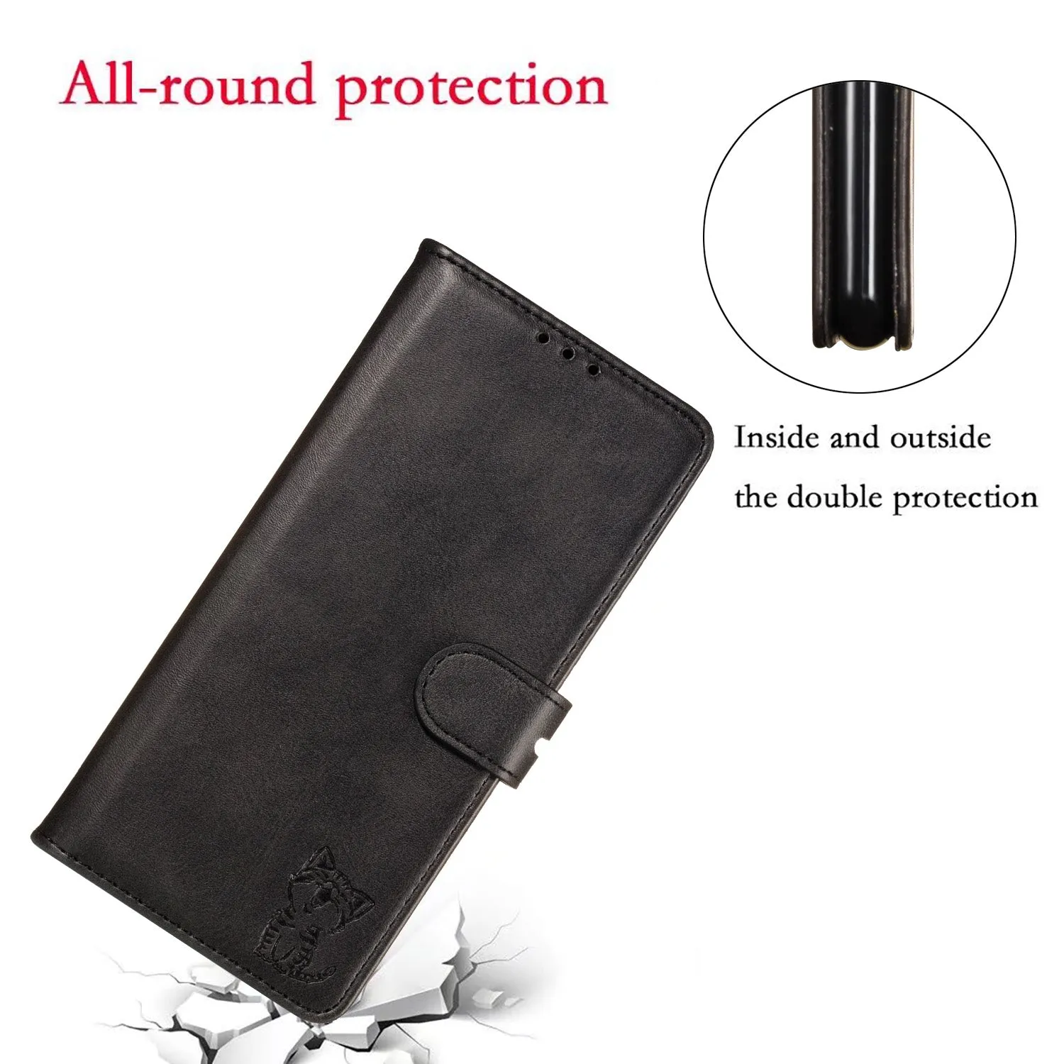 For HUAWEI P40 Pro Mobile Phone Cover PU Leather Front Buckle Smart Shell Anti-fall Phone Case 1 black